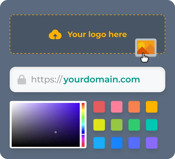 Branding: custom domain, logo, colors graphic